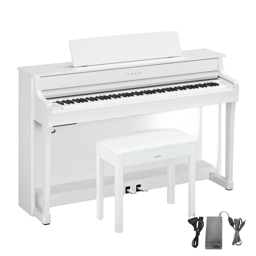 Yamaha CLP-845 Clavinova Digital Piano With Bench and Adaptor PA500C - White
