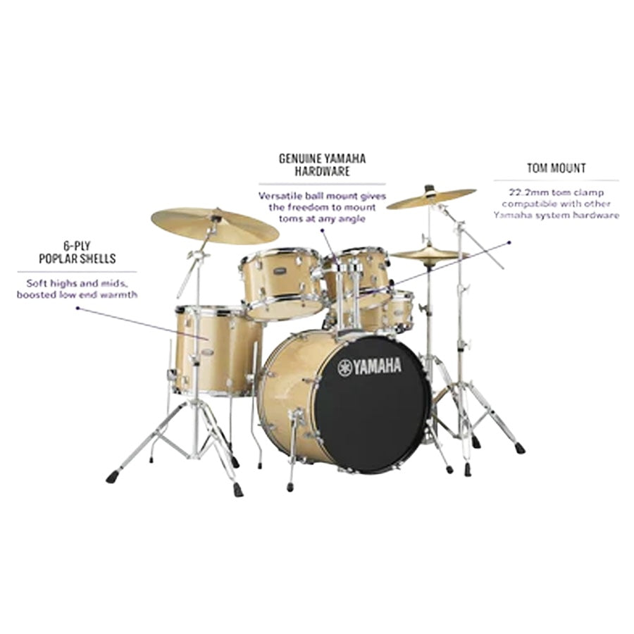 Yamaha RYDEEN RDP2F5 Acoustic Drum Set With Hardware - Champagne Glitter