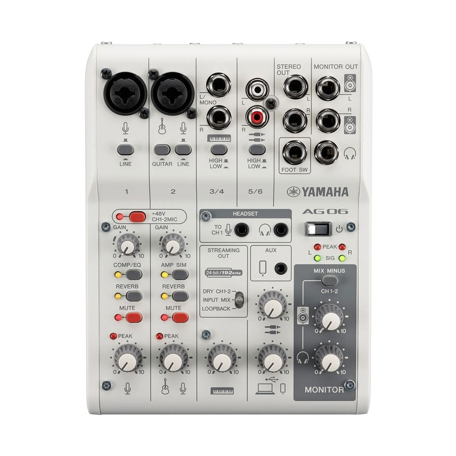 Yamaha AG06MK2 Live Streaming Mixer White