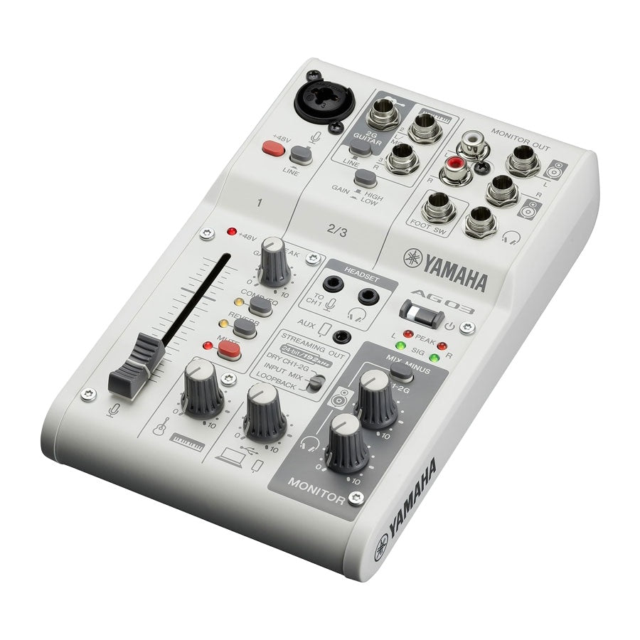 Yamaha AG03MK2 3-channel Live Streaming Mixer with USB Audio Interface - White