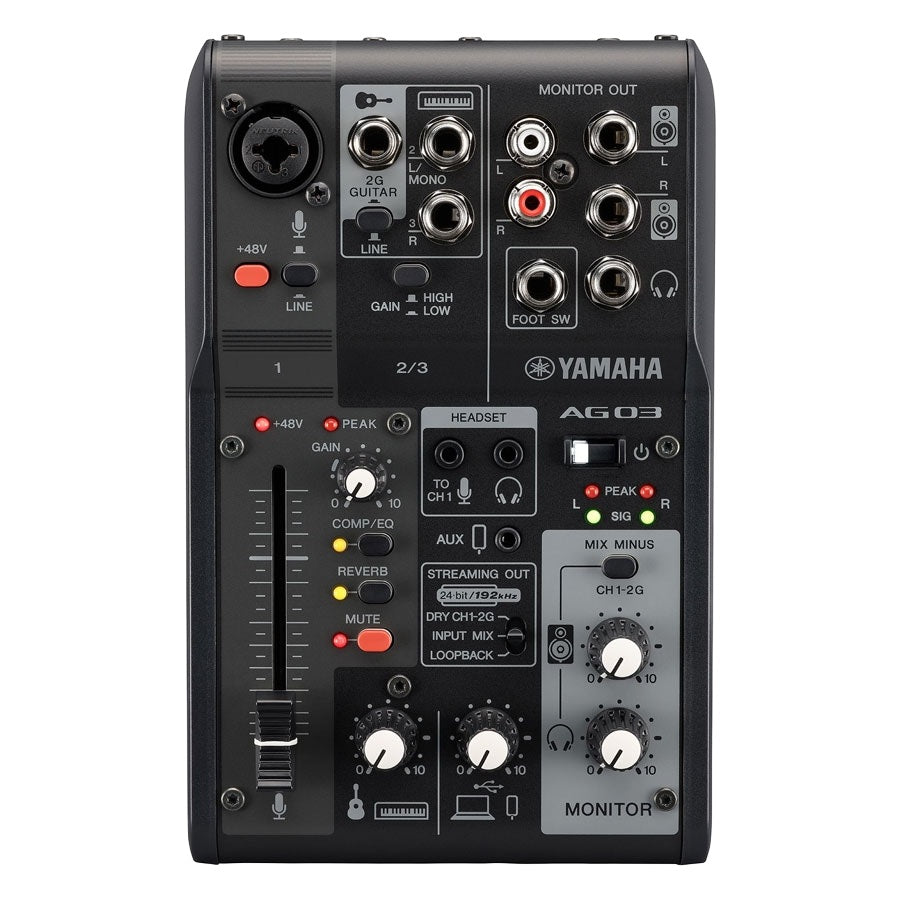 Yamaha AG03MK2 3-channel Live Streaming Mixer with USB Audio Interface - Black