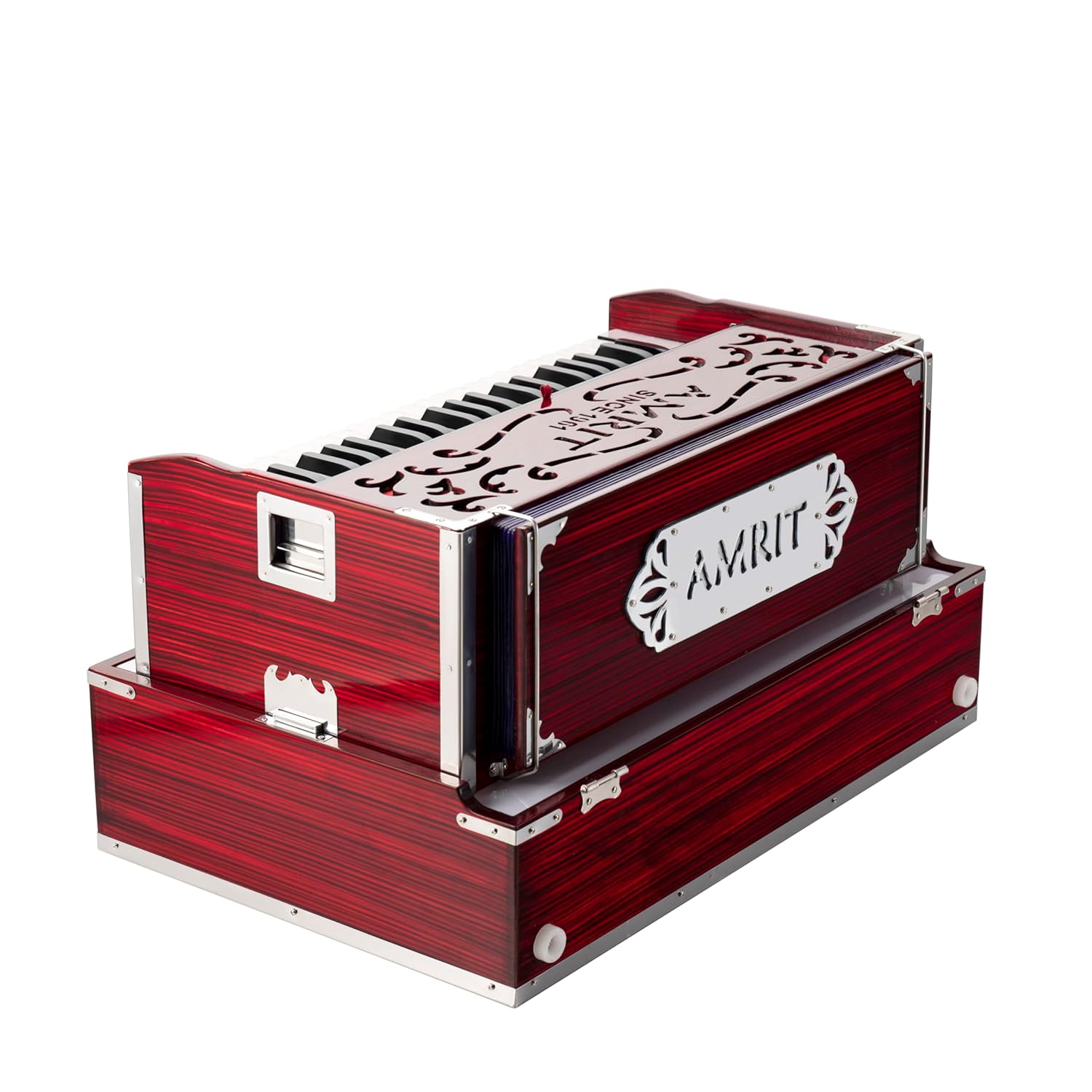 Harmonium 9-Stopper Folding Portable,42 Keys with Right Coupler, Dual Reeds (Bass & Male)