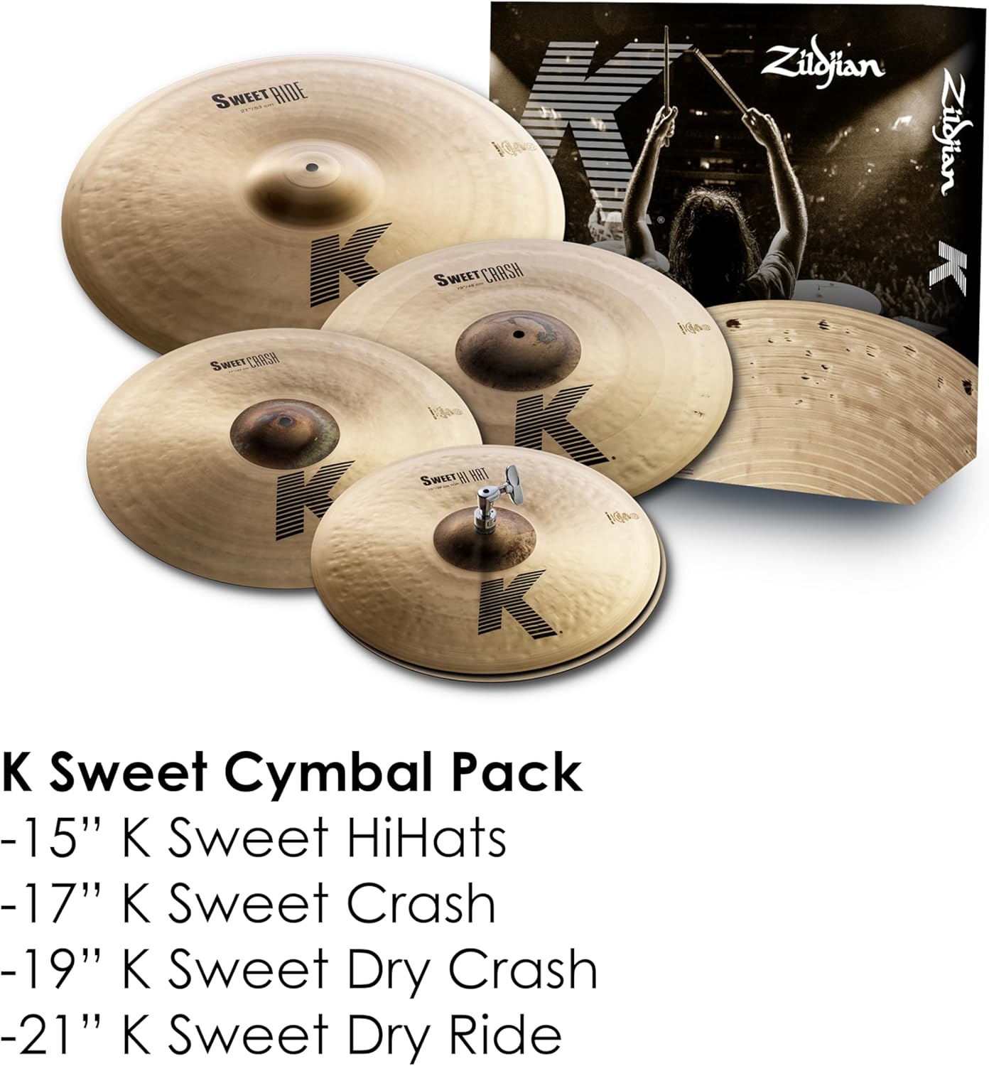 Zildjian Company K Sweet Cymbal Set - 15/17/19/21 inch