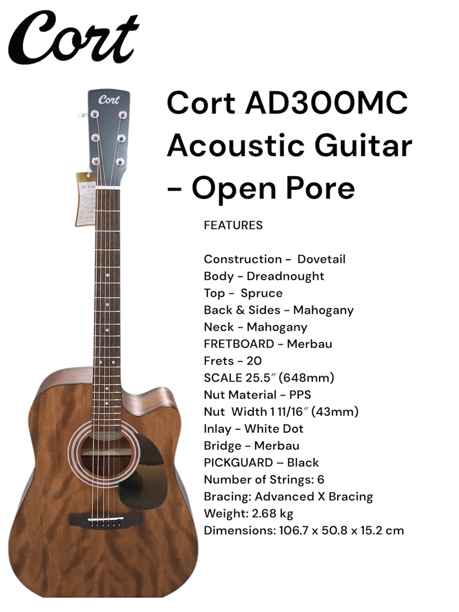 Cort AD 300 MC Acoustic Guitar