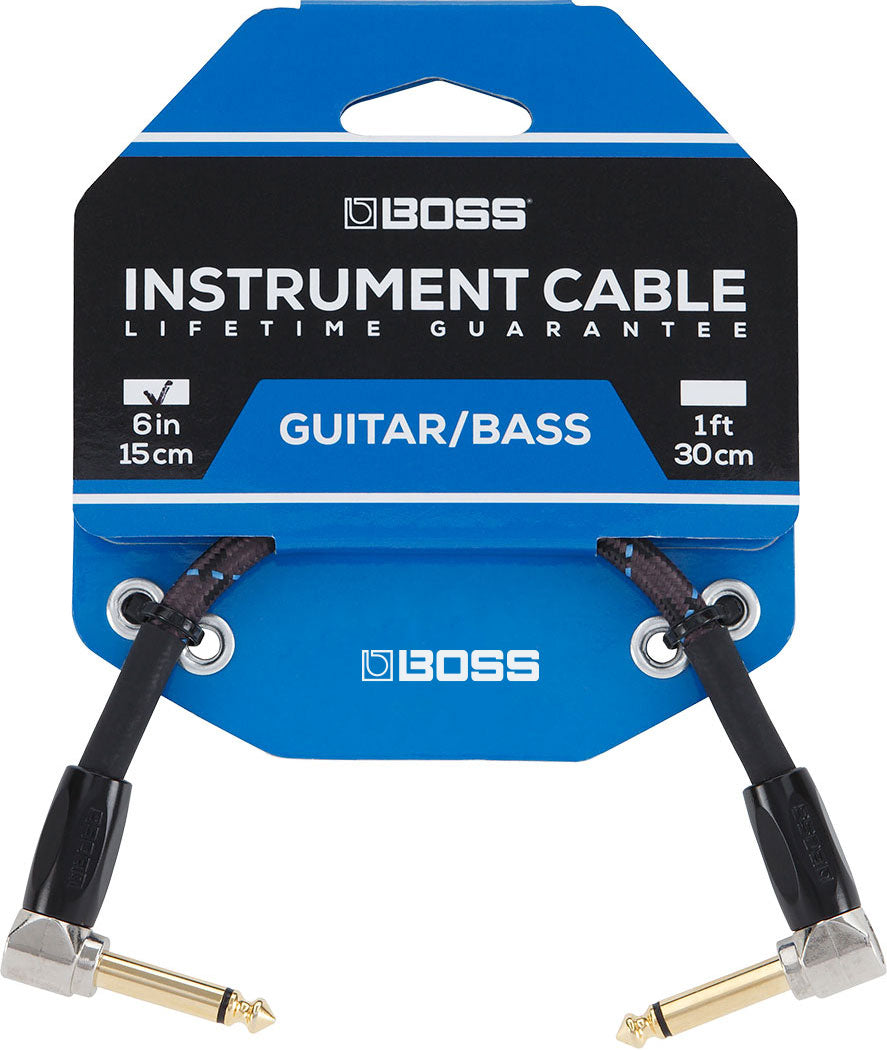 Boss BIC-PC-3 TS - TS Angled to Angled Instrument Cable (3-Pack) - 6 Inches