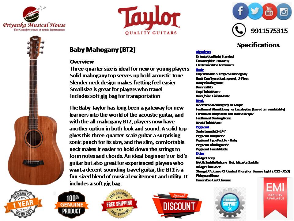 Taylor Baby Mahogany BT2 Acoustic Guitar