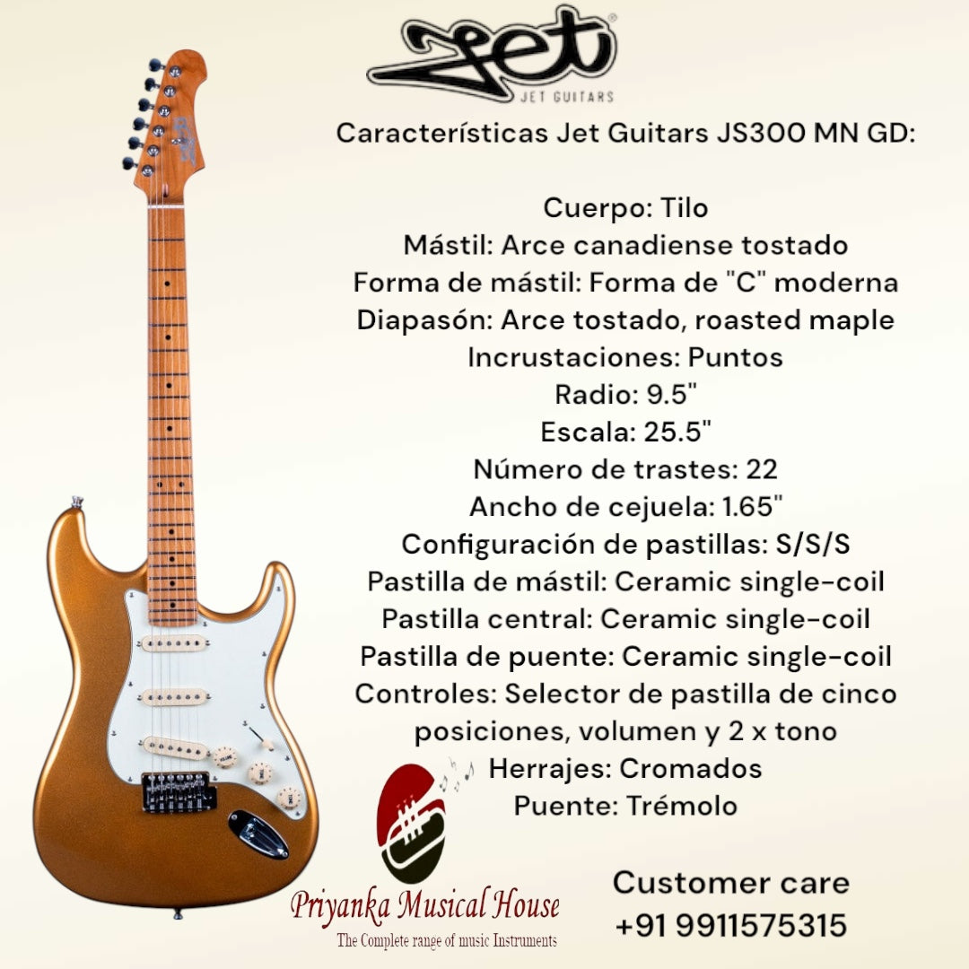 Jet, Electric Guitar, S-S-S pickup JS-300 -Gold