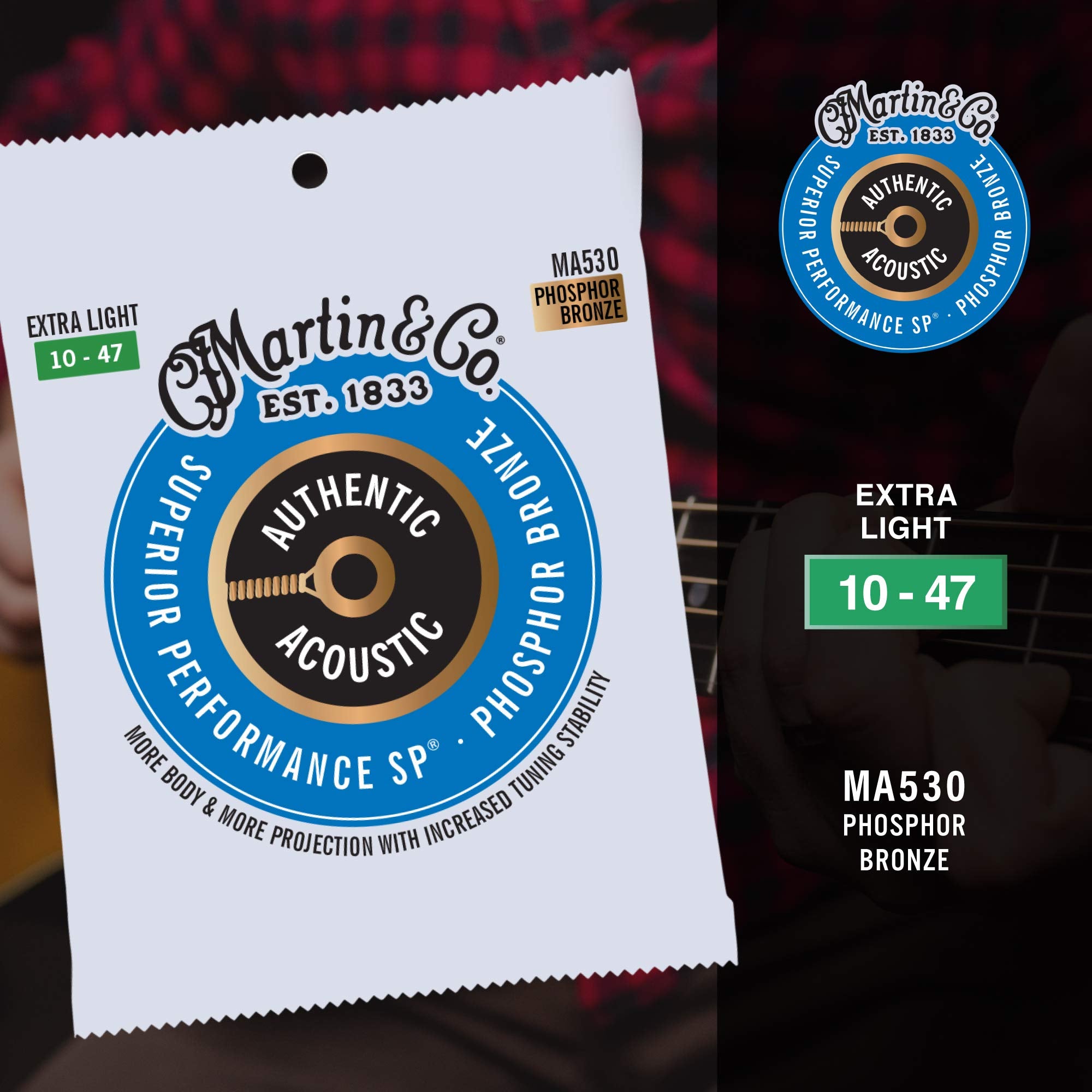 Martin MA530 SP Phosphor Bronze Extra-Light Authentic Acoustic Guitar Strings