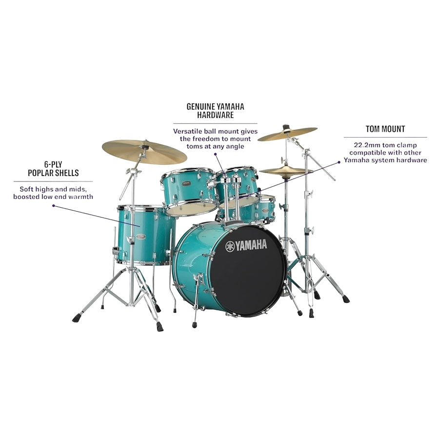 Yamaha RYDEEN RDP2F5 Acoustic Drum Set With Hardware - Turquoise Glitter