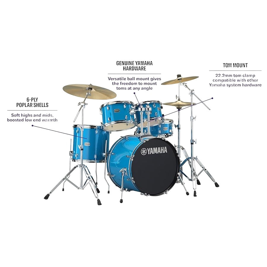 Yamaha RYDEEN RDP2F5 Acoustic Drum Set With Hardware - Sky Blue