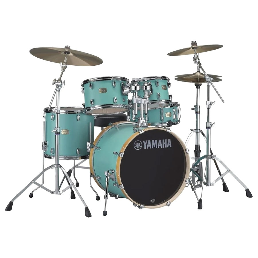 Yamaha SBP2F5 Stage Custom Birch 5-Piece Acoustic Drum Kit With Hardware HW680W With FP7210A Pedal - Matte Surf Green