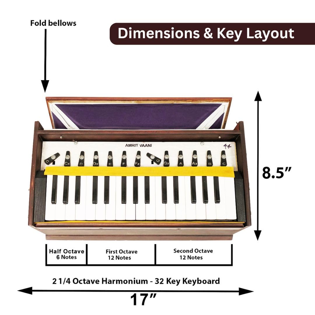 AmritVaani 32Key Professional Portable Harmonium With ShrutiBox With Bag