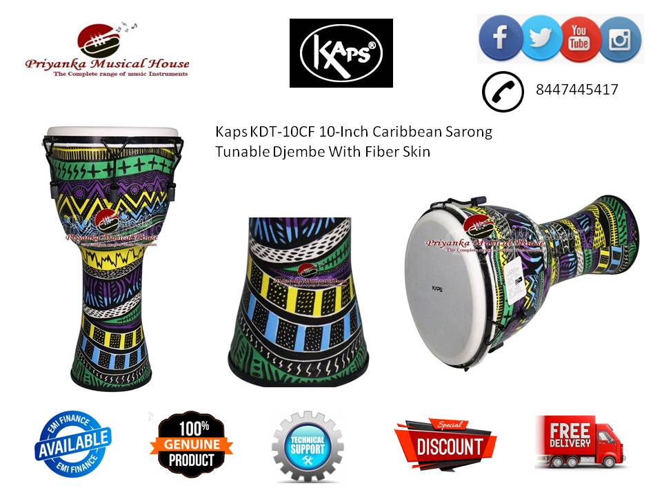 Kaps KDT-10CF 10-Inch Caribbean Sarong Tunable Djembe With Fiber Skin