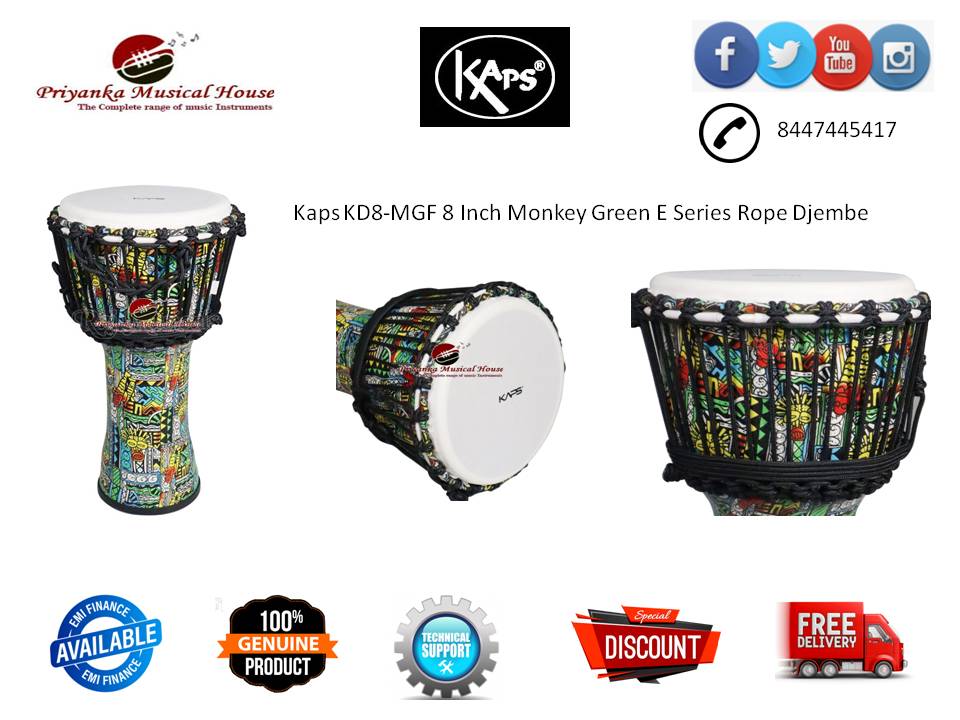 Kaps KD8-MGF 8 Inch Monkey Green E Series Rope Djembe