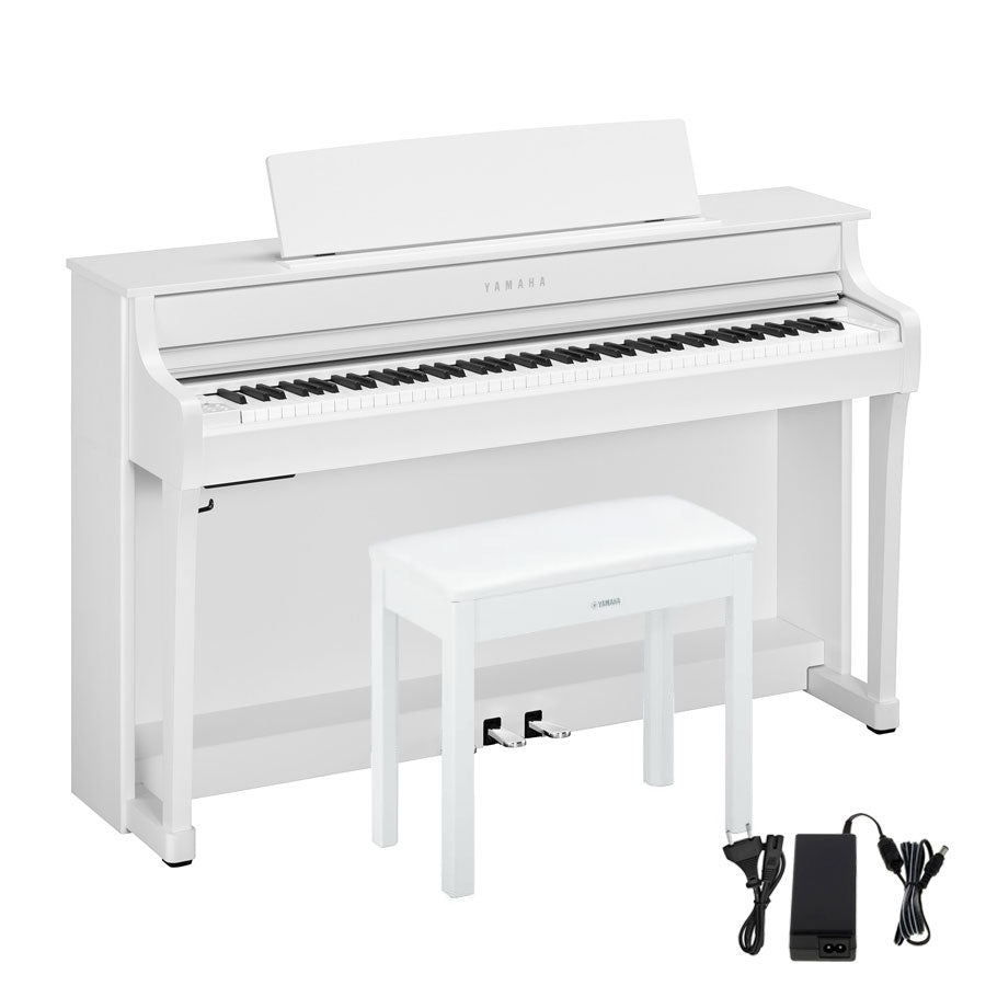 Yamaha CLP-845 Clavinova Digital Piano With Bench and Adaptor PA500C - White