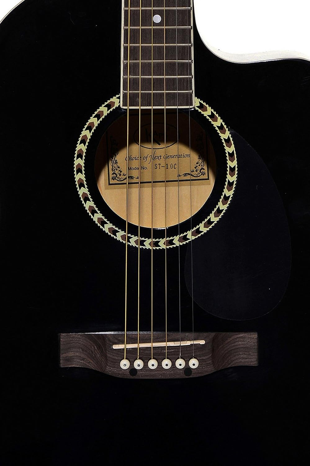 Kaps ST - 10AC, 6-Strings Rose Wood Acoustic Guitar, Right-Handed, Black,