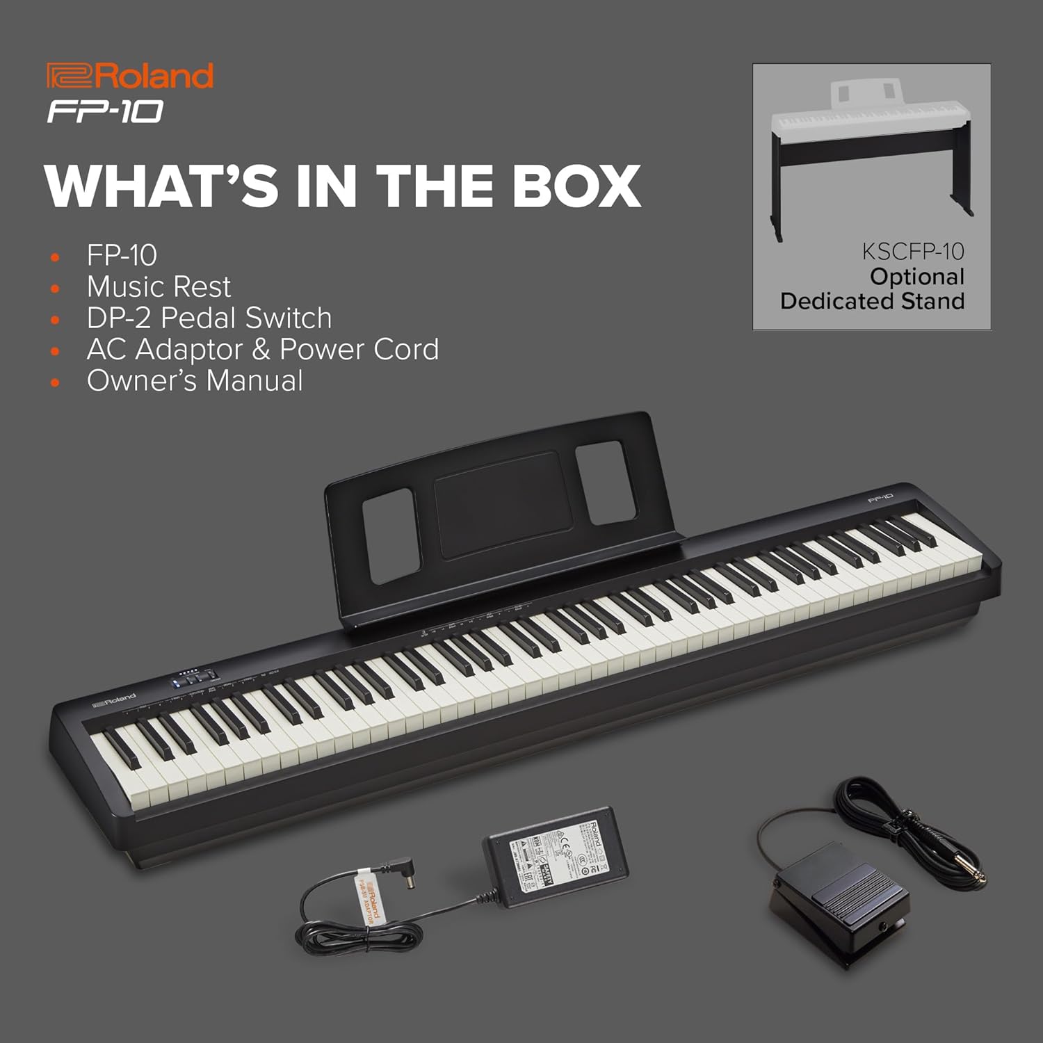 Roland FP-10 88 Key Digital Piano With Stand KSCFP10-BK
