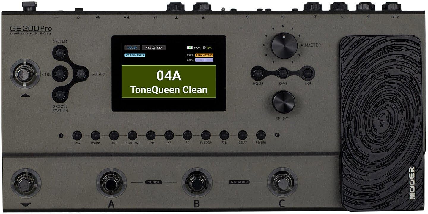 MOOER GE200 Pro Multi-Effects Guitar Pedal, 286 Effects and Amp Models, Bluetooth, USB-C Interface, MIDI I/O