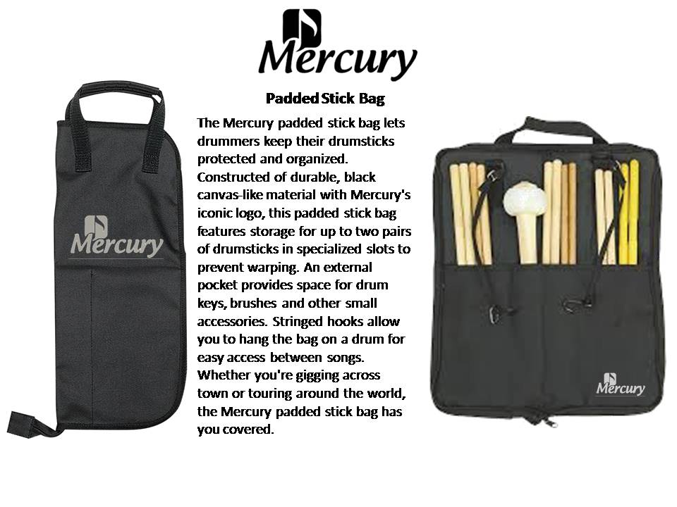 MERCURY DRUMSTICKS BAG for 5A, 5B, 7A, 2B, brushes and drum accessories