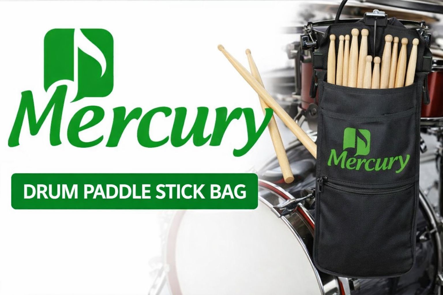 Drumstick Holder Drum Sticks Holder Bag for Drumsticks Brushes Mallets Up to 10 Pairs,