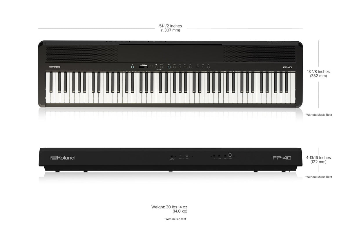 Roland FP-40 Digital Piano With stand KSF-70 + Pedal Board KPD-70 BK