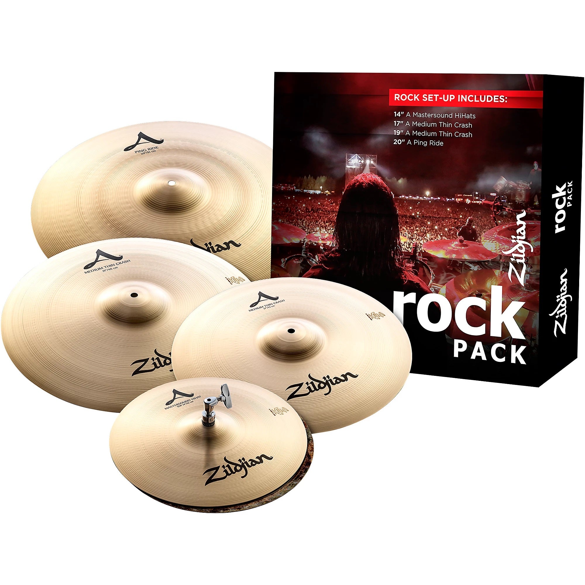 Zildjian A0801R A-Series Rock Cymbal Pack - 14/17/19/20