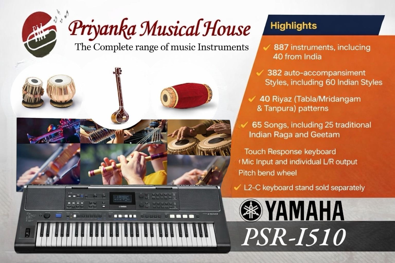 Yamaha PSR-I510 Portable Keyboard 61keys
