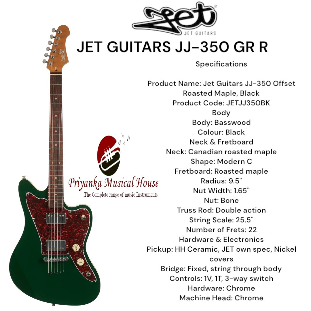 Jet Guitars JJ-350 Offset Roasted Maple RW Fingerboard, Green