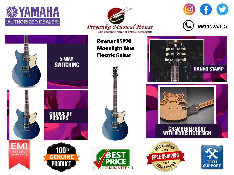 Yamaha Revstar RSP20 Moonlight Blue Electric Guitar (Hardshell Case Included)