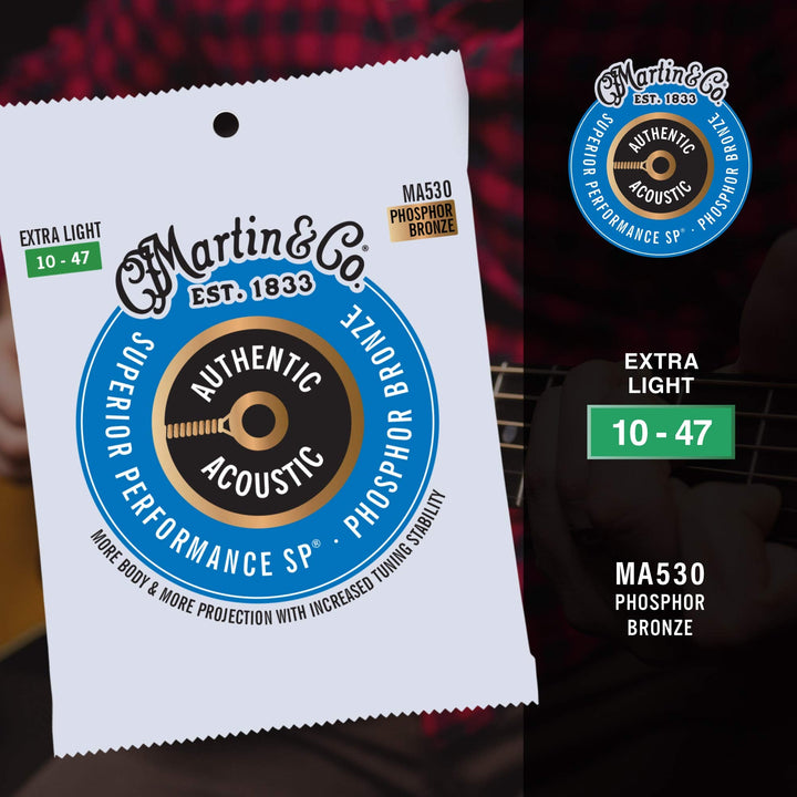 Martin MA530 SP Phosphor Bronze Extra-Light Authentic Acoustic Guitar Strings