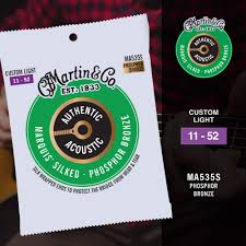 Martin MA535S Authentic Acoustic Marquis Silked 92/8 Phosphor Bronze Guitar Strings - .011-.052 Custom Light